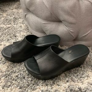 Kork-Ease Black Wedge Sandals